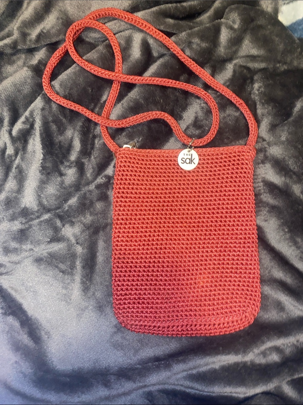 The Sak Brick Red Crochet Crossbody Bag